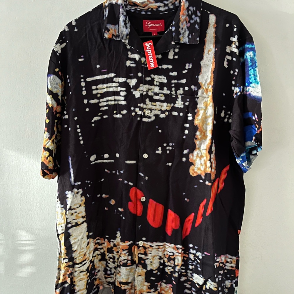 Supreme city lights rayon button down shirt